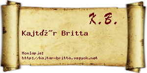 Kajtár Britta névjegykártya